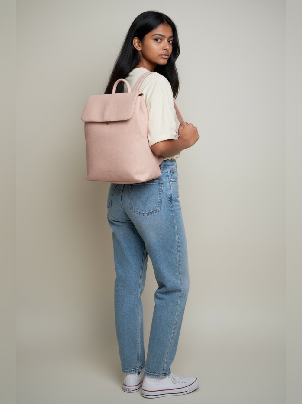 Matt & Nat Light Pink Pebbled Vegan Leather Backpack